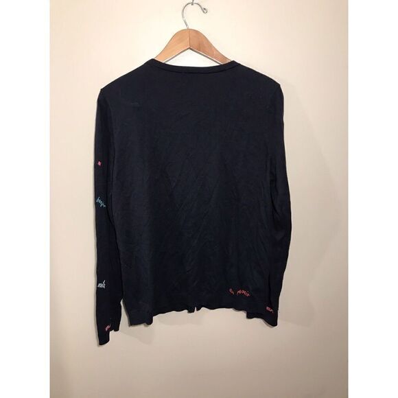 Talbots Charming Embroidered Cardigan Sweater Women’s Large French Oui Voila - Picture 5 of 8